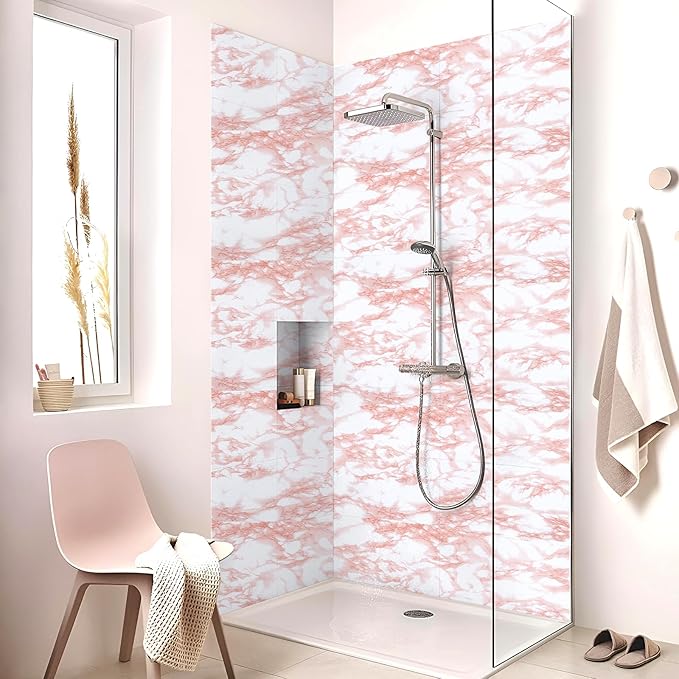 practicalWs White/Pink Marble Contact Paper Granite Peel and Stick Countertops