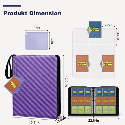 Mlikero Trading Card Binder, 9 Pocket Card Binder with Card Display Design, 720 Double Sided Pocket Collection Binder, Card Albums for MTG, TCG, and Sports Cards(Purple)