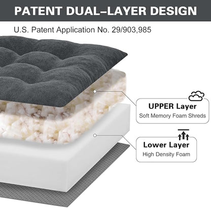 TANYOO Recliner Seat Cushion for Elderly - Patented Dual Design for Sagging Recliner Replacement & Easy Get Up, Booster Cushion Relieves Back Pain from Sofa, Couch, Chair 20x20x4 Inches Dark Grey