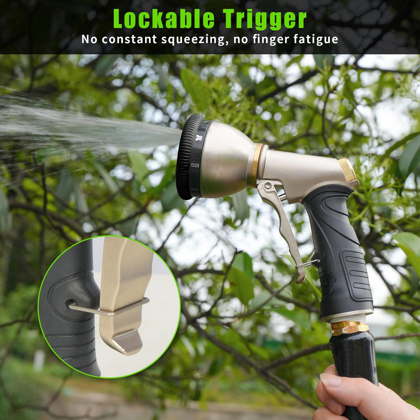Besiter Garden Nozzle Sprayer, High Pressure Metal Water Hose Sprayer with 9 Watering Patterns, Heavy Duty Sprayer for Washing Cars, Watering Plants, Cleaning Yard & Showering Pets (Black)