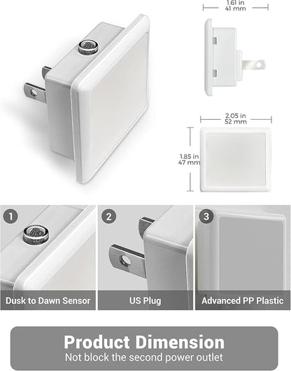 JandCase LED Night Light, Night Light Plug into Wall with Light Sensors[4 Pack], 5000K Daylight, Small Nightlight for Kids Bathroom,Hallway,Dinning Room,Kitchen