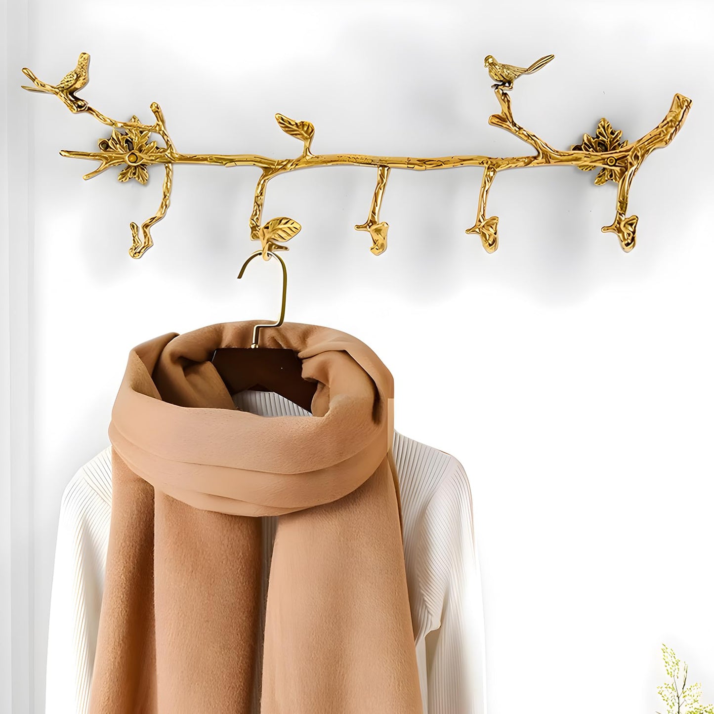 Brass Hanger Wall Mounted Long, 6 Hooks for Hanging Jackets, 20 inch Hook Rack, Hook Rail, Hanger Wall Mounted, Used for Clothes, Jackets, Hats, Gold