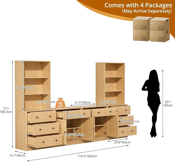 TUSY 71" Large TV Stand Set