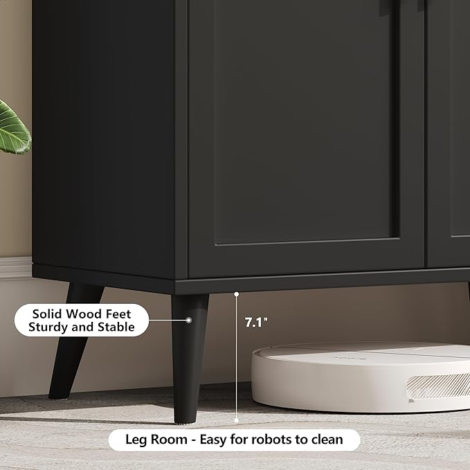 Keehusux 15.7" D Black Buffet Cabinet