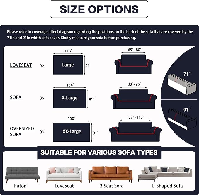 DREAMINGO Sofa Covers Washable Thick Chenille Couch Cover