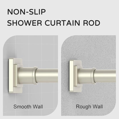 UIOSANRT Brushed Nickel Shower Curtain Rod 31-92 Inches Non-Slip Shower Rod Tension Mounted No Drill Tension Shower Curtain Rods Spring Tension Rod for Windows Bathroom