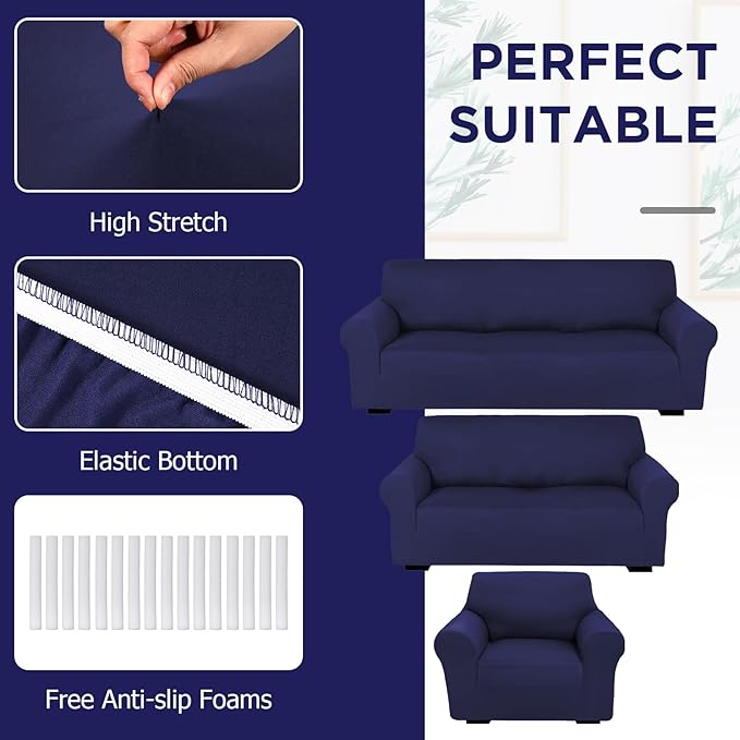 Peryiter 3 Pcs Couch and Loveseat Covers Set Sofa Cover