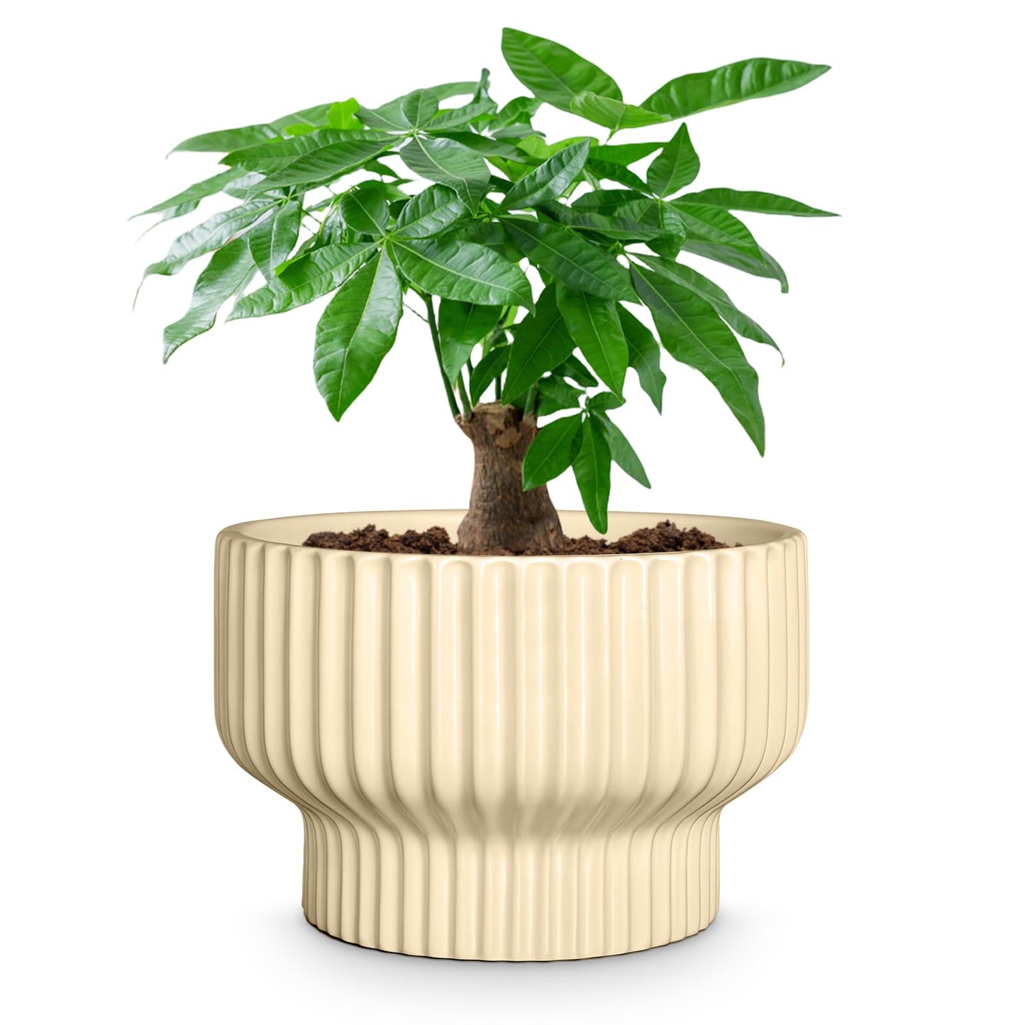 OXART Ceramic Pots for Plants, 7.7 Inch Round Plant Pot with Drainage Hole, Modern Outdoor Flower Pots Home Garden Decorative Planters for House Plants Indoor Planters (Yellow)