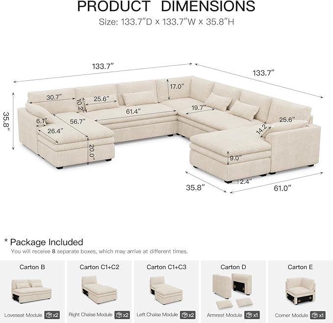 Belffin Large Modular Sectional Sofa