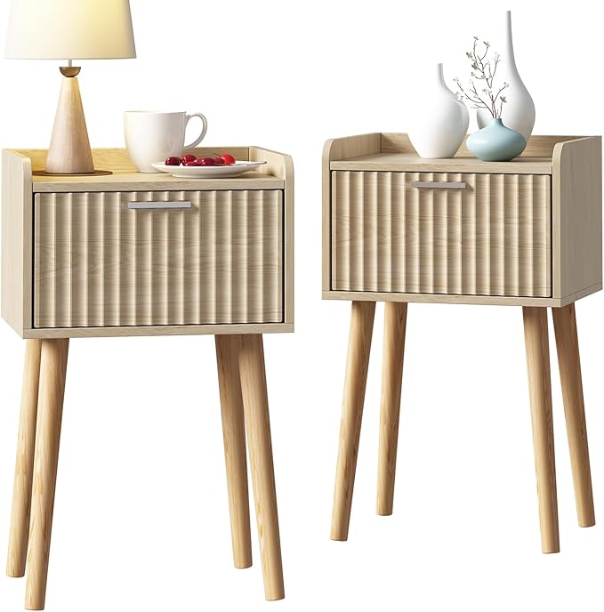 LAATOOREE Nightstand Set of 2, Small Bed Side Table