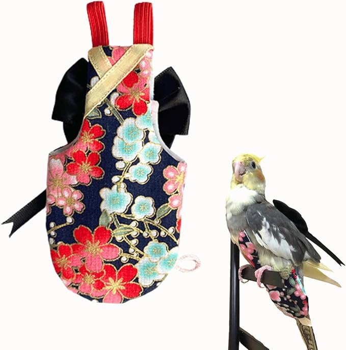 Bird Flight Suits Diapers, Parrot Flight Suits Diapers for Quaker Parakeets Cockatiels Flight Suits, Parrot Clothes (Black,M)