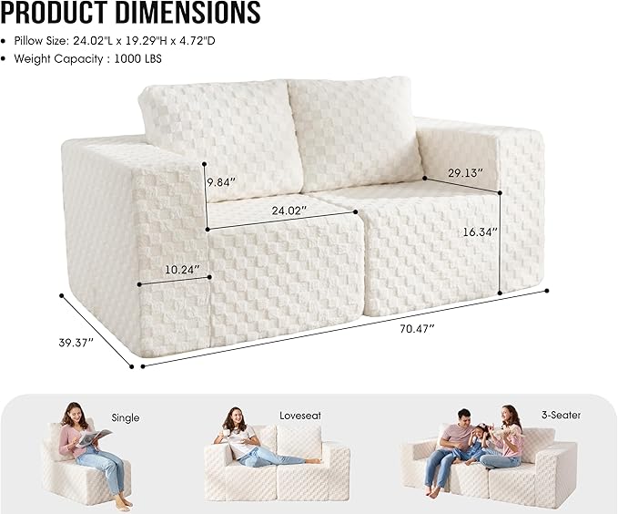 Modular Sectional Sofa 2 Seater Loveseat Modular Couch