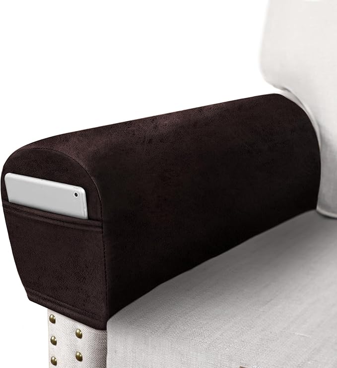 ANARACHON Leather Look Couch Arm Covers Set of 2 Armrest Covers