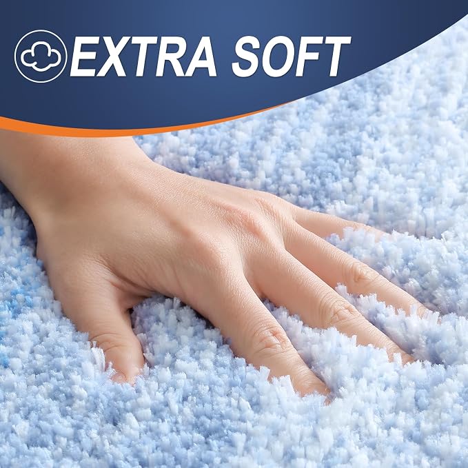 OLANLY Bathroom Runner Rugs Mat 47x20, Extra Soft Absorbent Microfiber Bath Rugs, Rubber Backing, Quick Dry, Washable Long Bath Mats for Bathroom, Tub and Shower, Home Decor Accessories, Light Blue