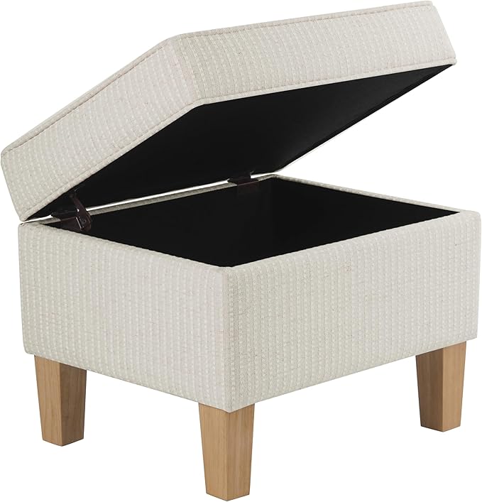 HomePop Home Decor | Upholstered Modern Rectangular Storage Ottoman | Hinged