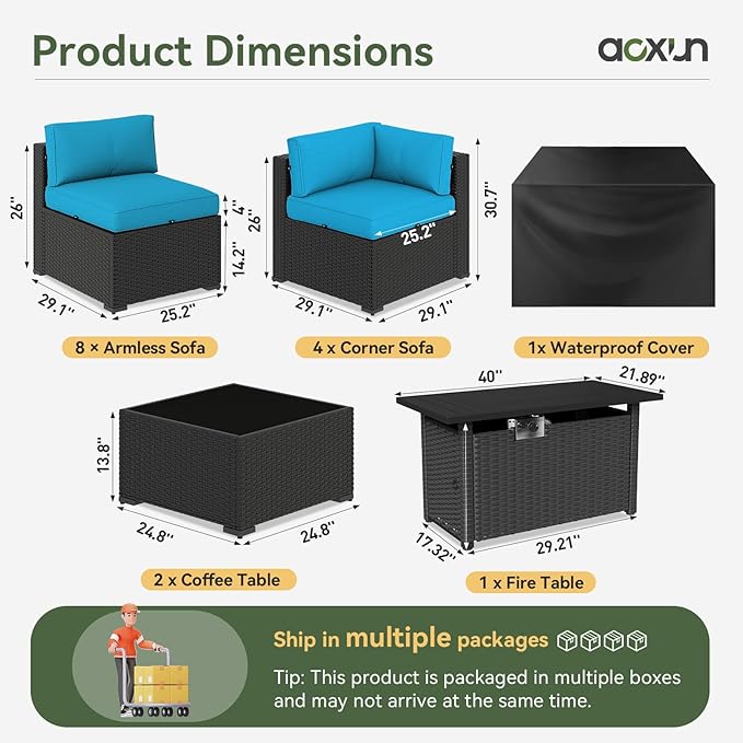 Aoxun 15 Piece Patio Furniture Set