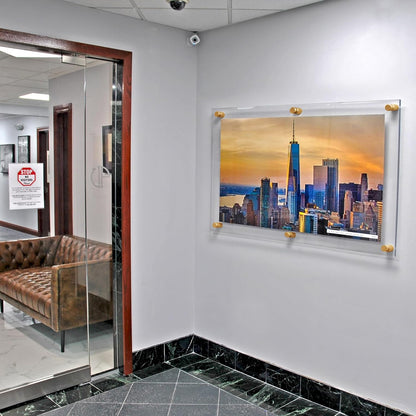 Azar Displays 105540-GLD Acrylic Floating Double Panel Wall Frame,30" x 40" Graphic Size, Overall Frame Size: 34" x 44", Gold