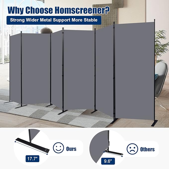 Room Divider 6FT Portable Room Dividers and Folding Privacy Screens, 6 Panel