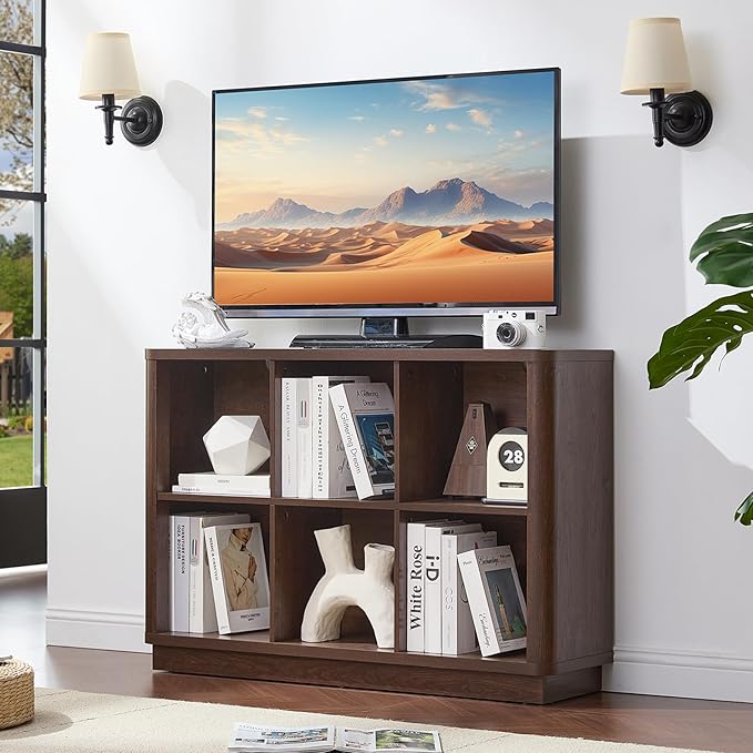 Joaxswe 6 Cube Storage Bookcase, Wood Floor Standing 2-Tier Bookshelf