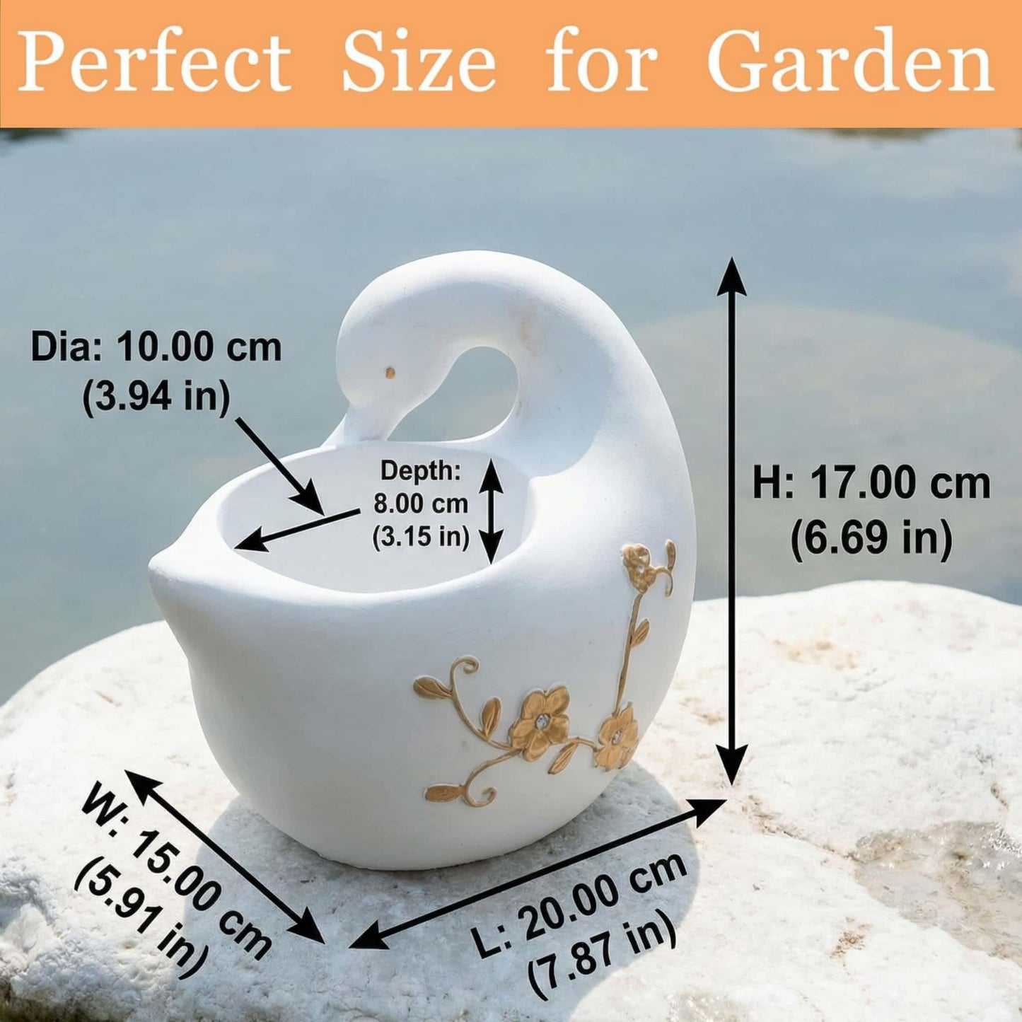 Euiroet Swan Flower Pot - Unique Resin Sculpture, Enchanting Decorative Garden Planter, Elegant Swan Vase for Succulents & Air Plants, Indoor/Outdoor Use, Durable & Whimsical Design (White)
