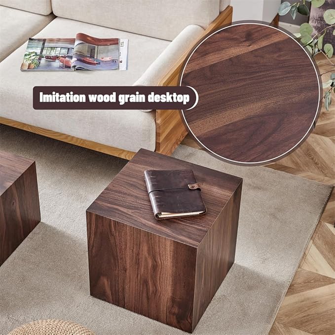 Coffee Table Set for 3, Modern Living Room Table Set, Wood Center Table Set