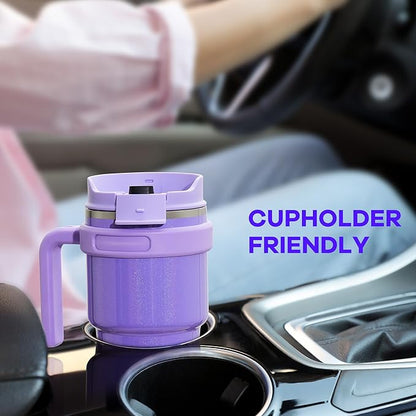 20 oz Insulated Coffee Mug Tumbler with Handle, Stainless Steel Travel Mug Tumbler with Lid and Straw,Double Wall Vacuum Leak Proof Ice Coffee Thermal Cup, Army Green
