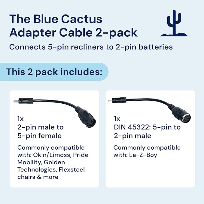 Blue Cactus Adapter Cables for Recliner Battery Pack