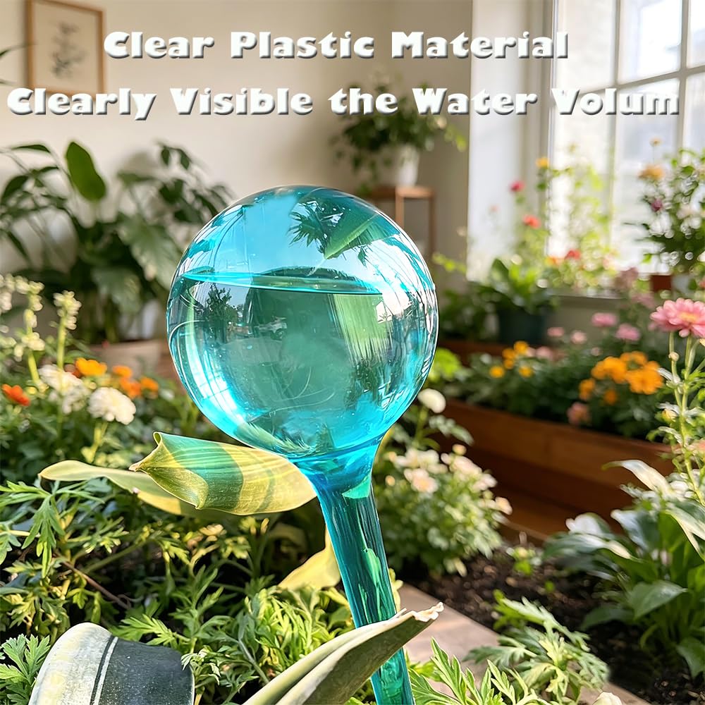 Plant Self Watering Globes, Large 12pcs Flower Automatic Watering Bulbs, Plastic Plant Flower Self Watering Devices, Garden Self Watering Planter Insert for Daily Vocation Watering, Forgetful Gardener