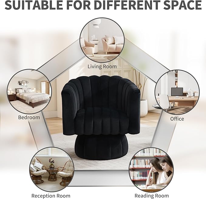 Swivel Accent Barrel Chair Set of 2- Cute Comfy Small Round 360° Arm Chair