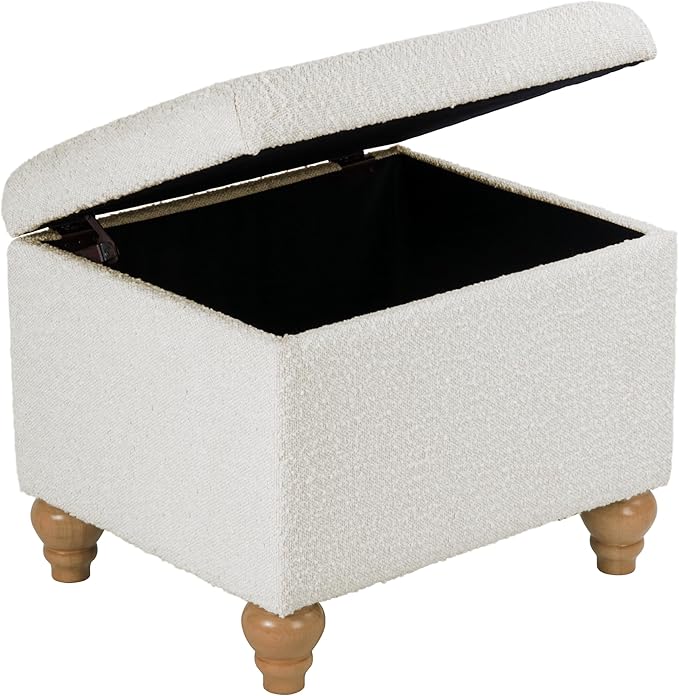 Homepop Home Decor | Upholstered MediumRectangular Storage Ottoman | Hinged Lid
