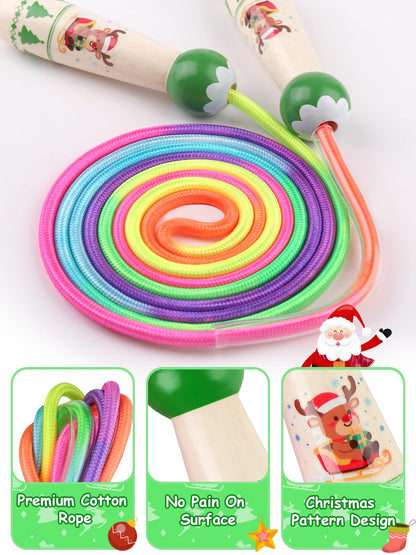 Jump Rope for Kids, Lorvain Adjustable Skipping Rope, Kids Jump Ropes with Wooden Handle for Girls Boys, Weighted Jumping Ropes for Fitness Workout Exercise Outdoor Fun Activity
