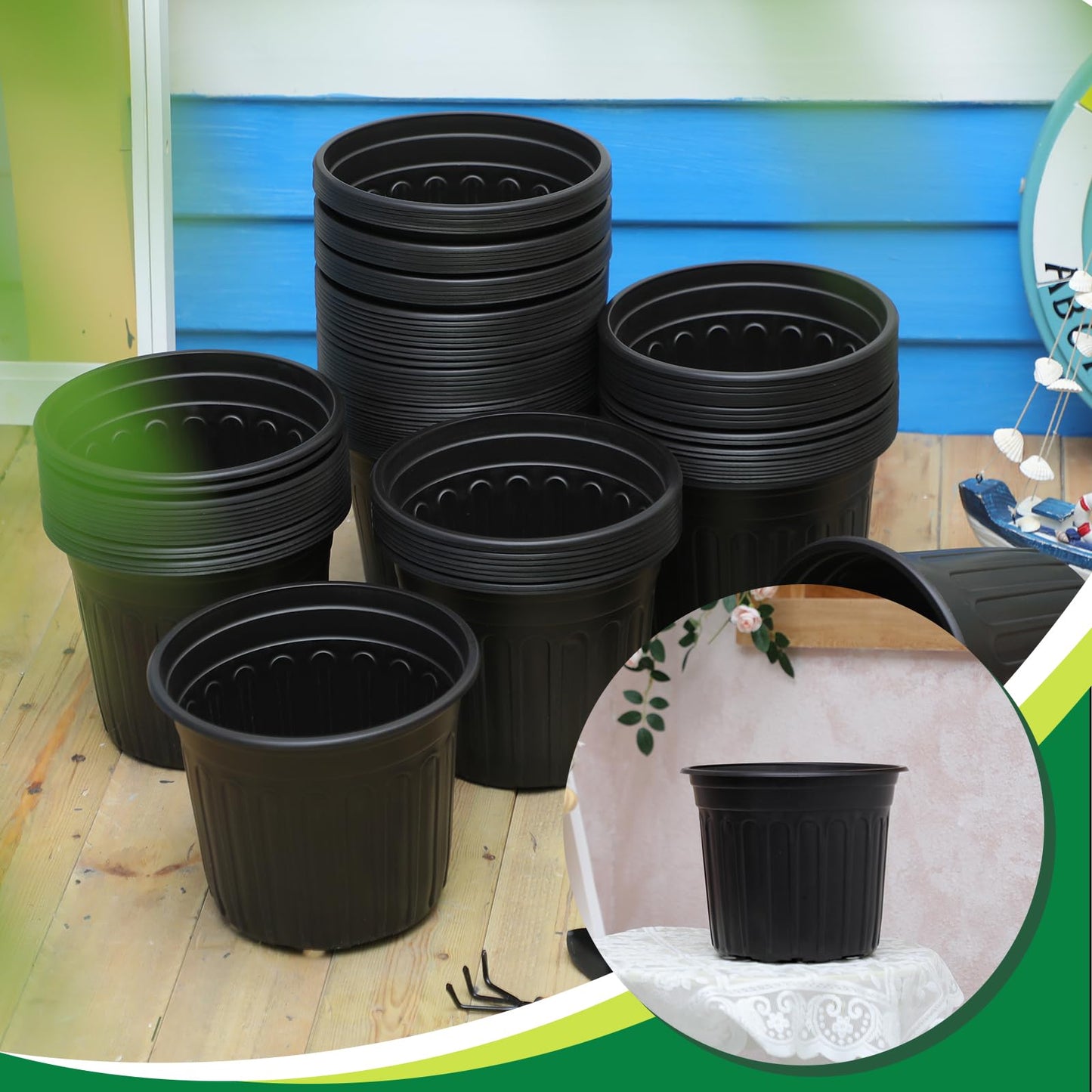 Ziliny 40 Pcs 2 Gallon Plant Nursery Pots Bulk Flexible Plastic Pots for Plants Thickened Soft Seed Starting Container with Drainage Hole Garden Pot Flower Container for Succulents Seedlings