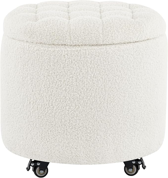 Furniliving Modern Round Storage Ottoman