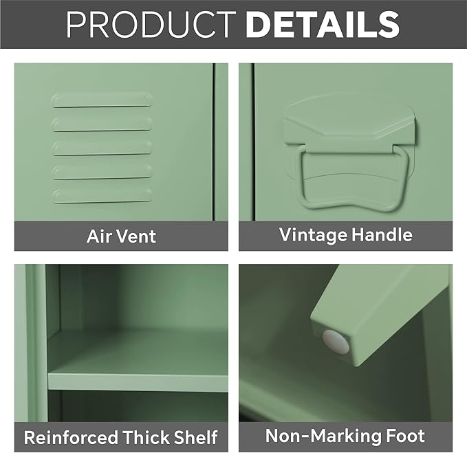MIOCASA Metal Storage Cabinet, 3 Door TV Stand, Metal TV Cabinet