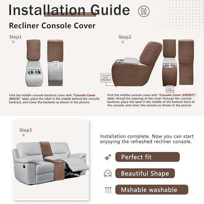 ALIECOM Recliner Sectional Couch Covers L Shape Stretch Corner Reclining