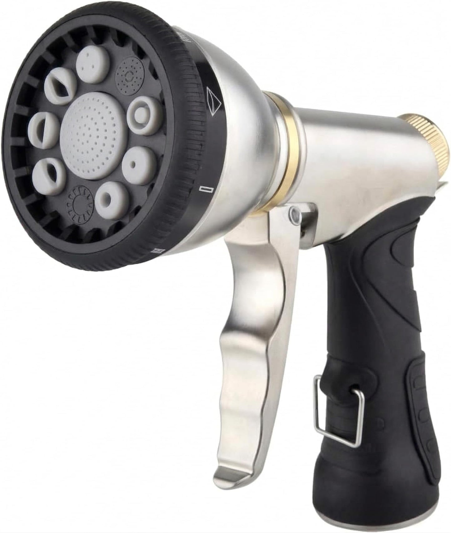 Garden Hose Nozzles 9 Adjustable Patterns Hose Spray Nozzle Heavy Duty Metal Hose Nozzle Spray Slip Resistant Water Sprayer for Cleaning/Watering Lawn Garden/Pets Shower/Car Washing (Gray)