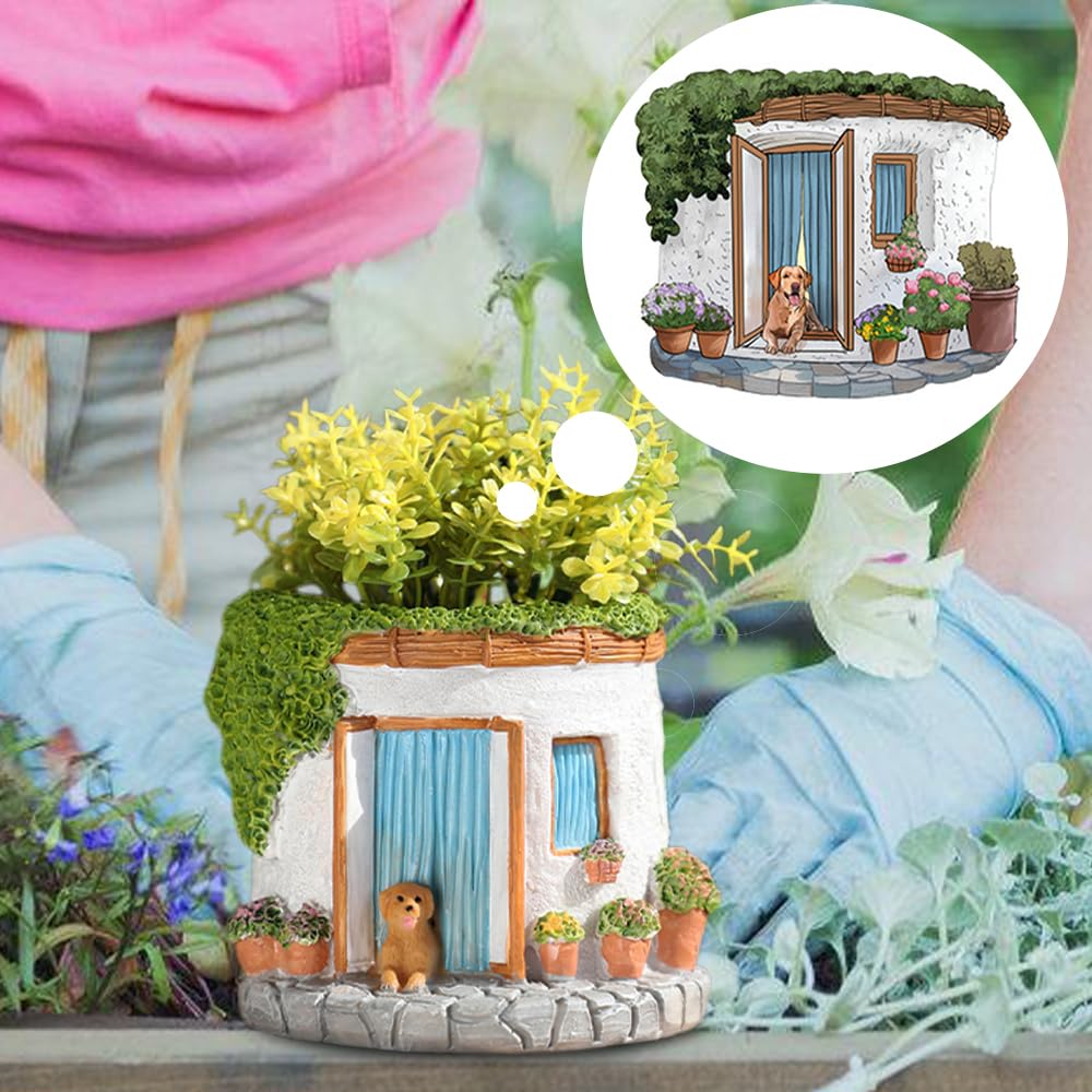 OULIGET Creative Garden House Plants Flower Pot with Drainage Holes,Cute Dog Succulent Plant Pot Decorated Desk,Garden,Living Room