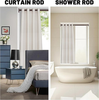 UIOSANRT Brown Shower Curtain Rod 31-55 inches, Stainless Steel Shower Rod & Tension Rod, Adjustable Tension Shower Rod for Bathroom, Windows, Closet