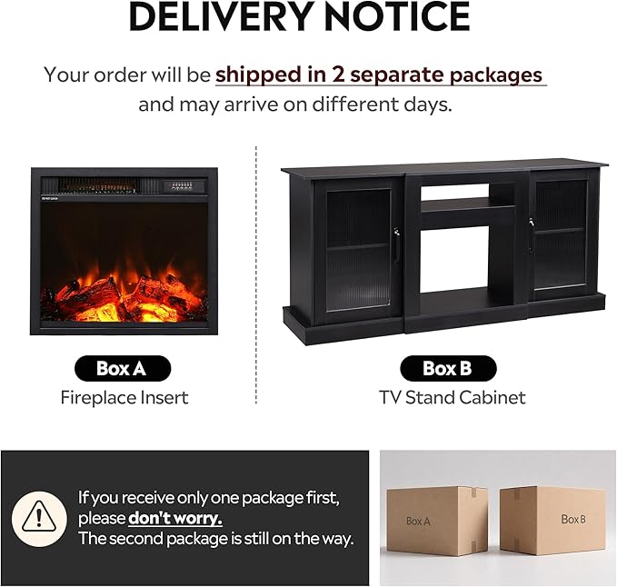 WLIVE Fireplace TV Stand for 65" TV, Entertainment Center