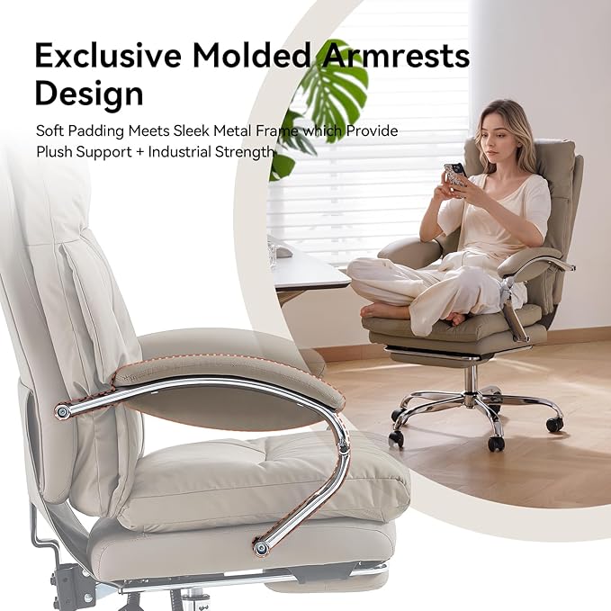 LEAGOO Office Chair with Foot Rest, Executive Reclining Office Chairs with Arms