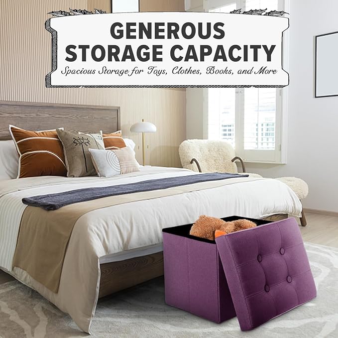 LINMAGCO Storage Ottoman Folding Foot Stool Foot Rest