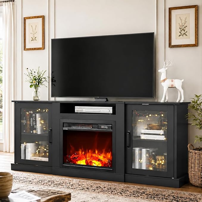 WLIVE Fireplace TV Stand for 65" TV, Entertainment Center