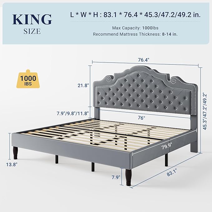 Allewie King Size Bed Frame