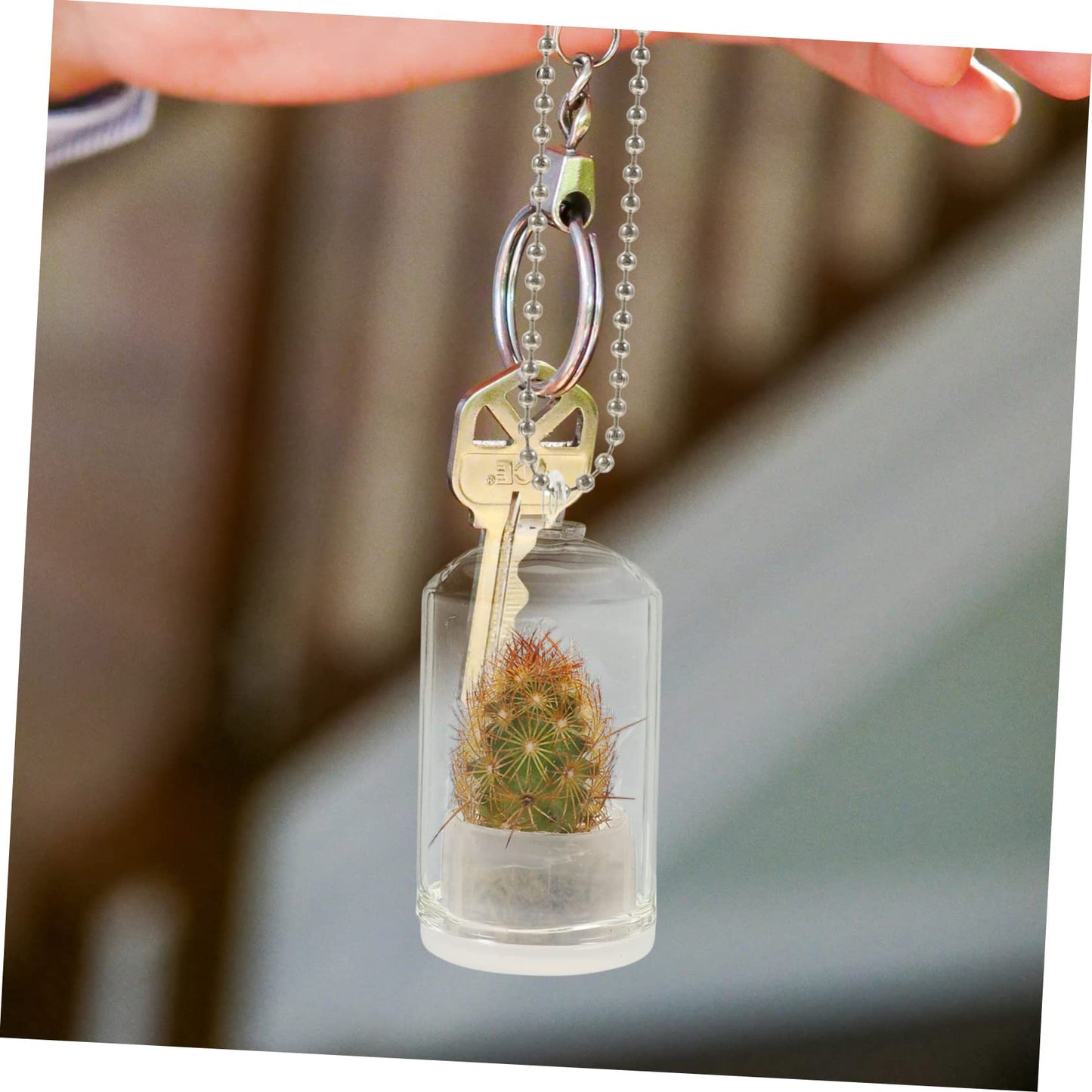 Garneck Cute Mini Glass Terrarium Jar Keychain Mini Plant Holder for Air Plant Decorative Vase for Backpacks