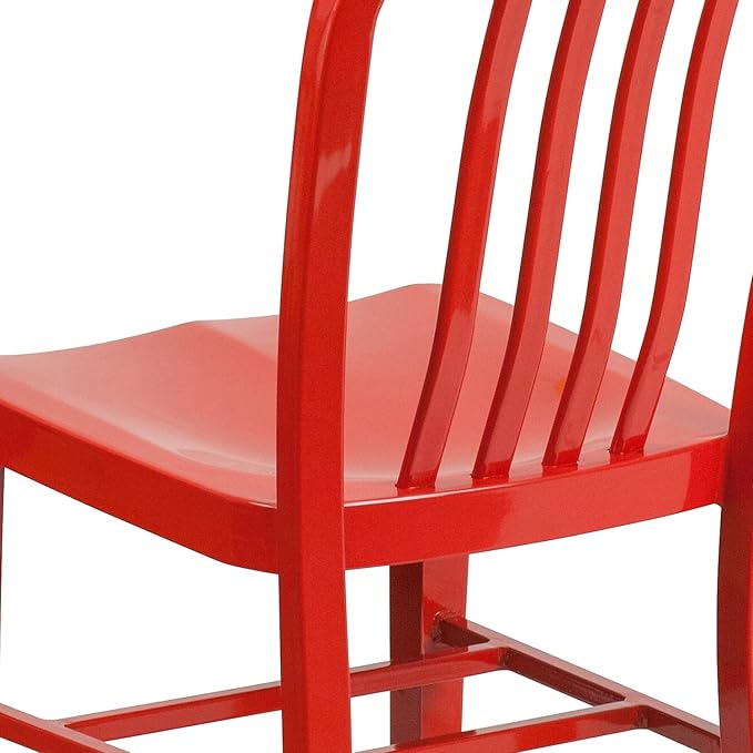 Flash Furniture Commercial Grade Red Metal Indoor-Outdoor Chair