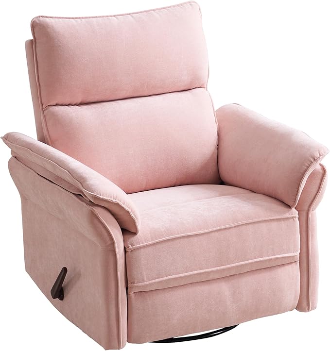 Rocking Chair Nursery with Adjustable Headrest, Manual Swivel Rocker Recliner
