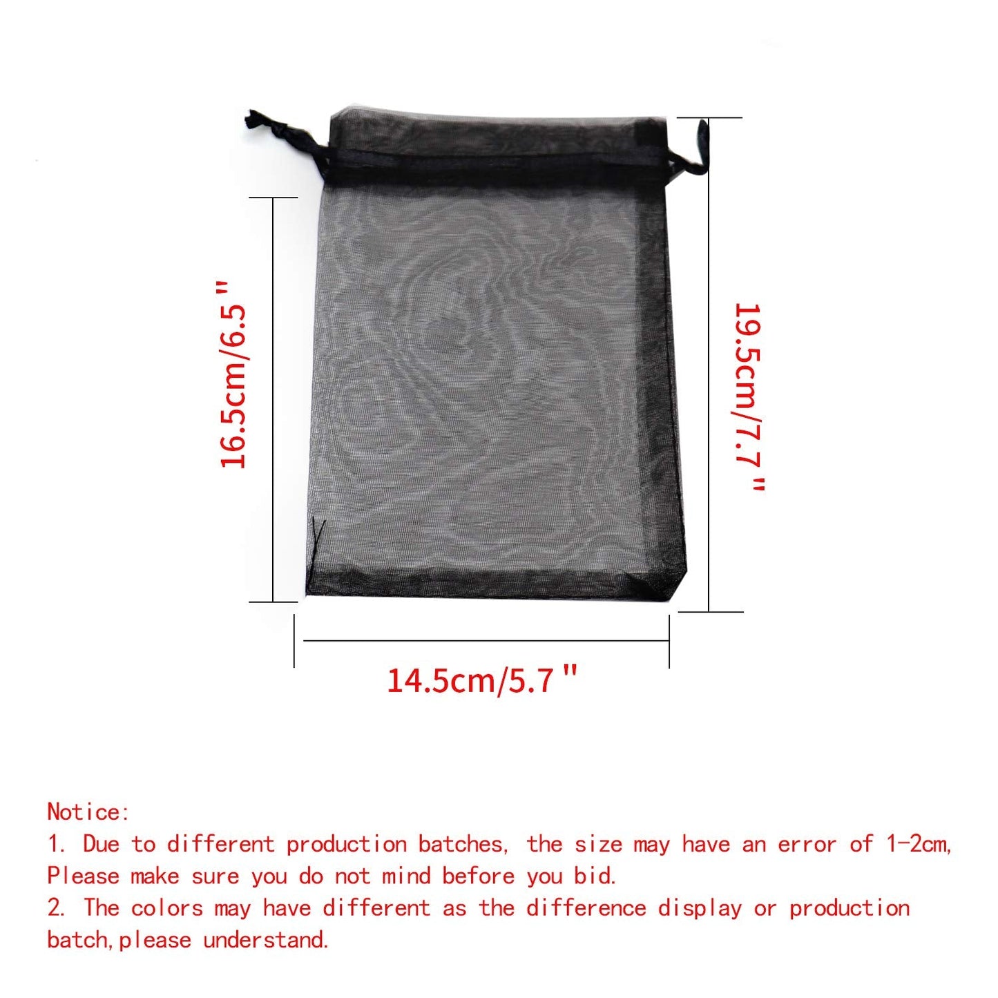 Bezall 100Pcs Organza Bags 6x8 Inch, Black Halloween Party Favor Bags with Drawstring, Mesh Jewelry Gift Bag Christmas Candy Pouches