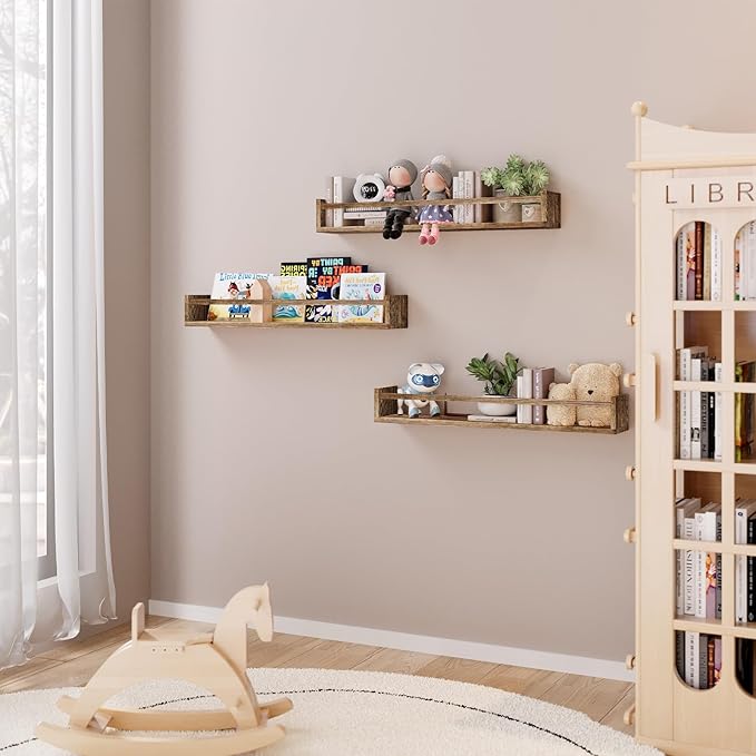 Fixwal Nursery Book Shelves for Kids Rooms, 23.6 Inch Floating Bookshelves for