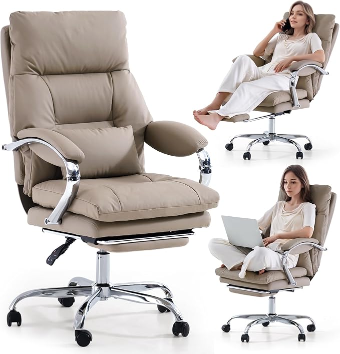 LEAGOO Office Chair with Foot Rest, Executive Reclining Office Chairs with Arms