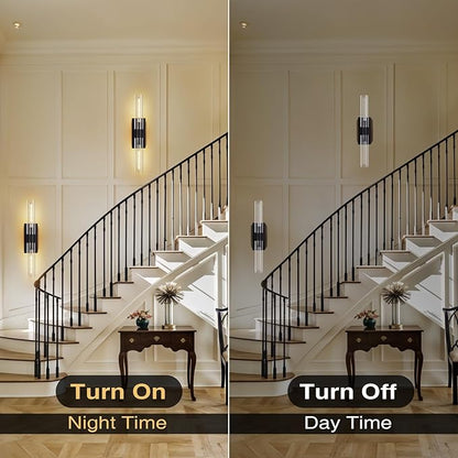 Modern Wall Sconces Set of 2, 22.8", 2-Light Indoor Wall Mounted Sconces with Glass Shade, Bathroom Black Vanity Light for Living Room,Hallway Entryway Stairway